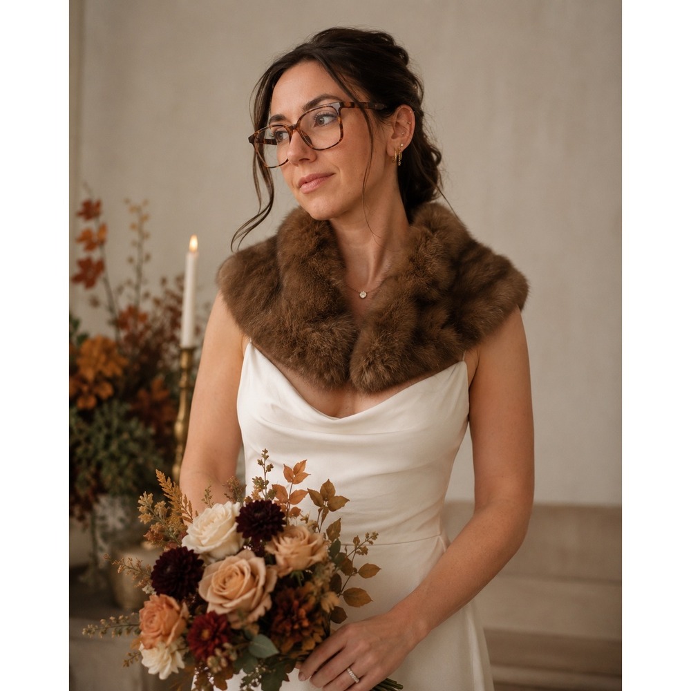 Vintage Mink Fur Collar Wrap Stole Womens Brown Genuine Vintage Glam Stole